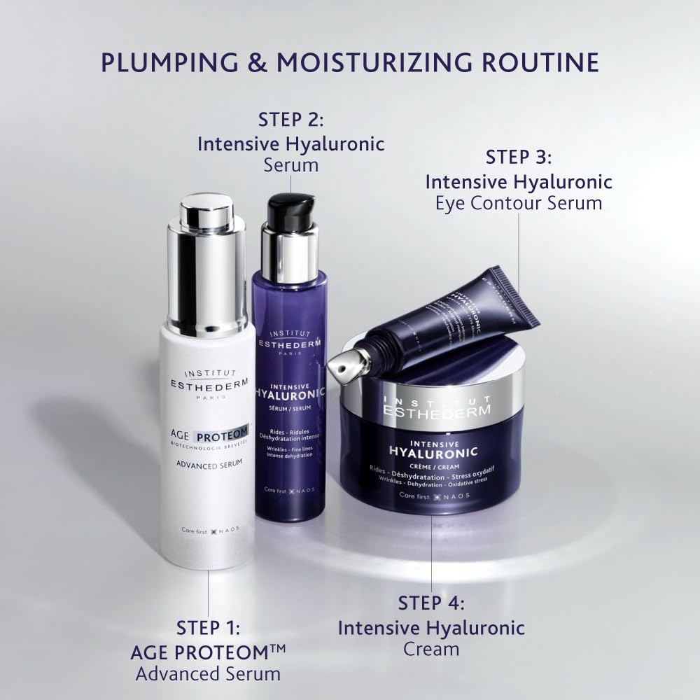 Institut Esthederm - Intensive Hyaluronic Serum, Intense Rehydrating Plumping Serum, Wrinkles and Fine Lines Dehydrated Skin, 30 mL.