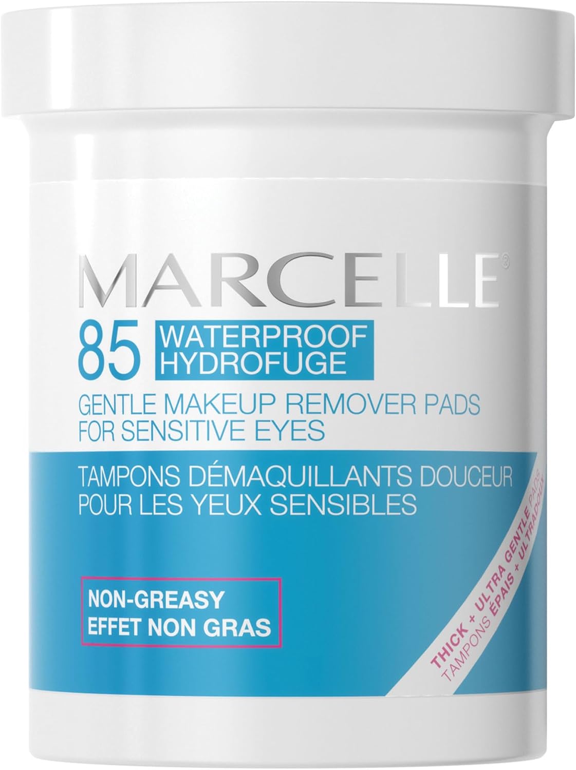 Marcelle Moisture Cream with Hyaluronic Acid, Vegan, Cruelty-Free, Clean Formula, Non-Comedogenic & Gentle Eye Make-Up Remover Pads, Sensitive Eyes, Waterproof Makeup Removal, Hypoallergenic