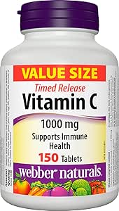 Webber Naturals 維生素 C 緩釋片 1000 毫克，150 片，有益於骨骼、牙齒、免疫和抗氧化健康
