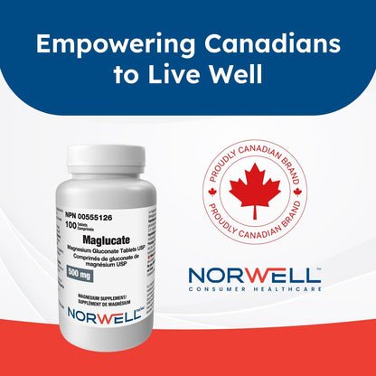 Maglucate，葡萄糖酸鎂每日劑量，促進整體健康，男女適用鎂補充劑，支持肌肉功能，500毫克，100片