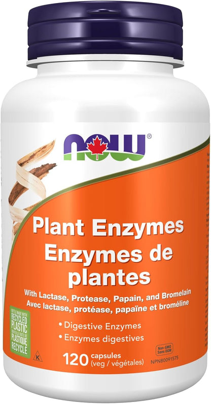NOW Supplements, Plant Enzymes with Lactase, Protease, Papain and Bromelain, 120 Veg Capsules