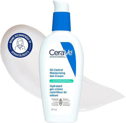 CeraVe Oil Control Moisturizing Gel-Cream for Oily & Combination Skin, 48H Hydration & 8H Shine Control, Non-Greasy, Matte Finish with Ceramides, Hyaluronic Acid & Niacinamide, Fragrance-Free, 89mL