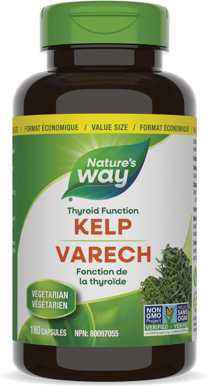 Nature’s Way 海带 - 海带碘补充剂，支持甲状腺功能 - 非转基因 - 180 粒素食胶囊，超值装