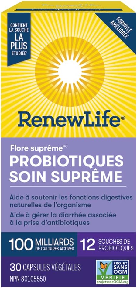 Renew Life® Probiotics Ultimate Flora® Ultimate Care Probiotic, Helps manage antibiotic-associated diarrhea, 100 Billion Active Cultures 30 Vegetarian capsules