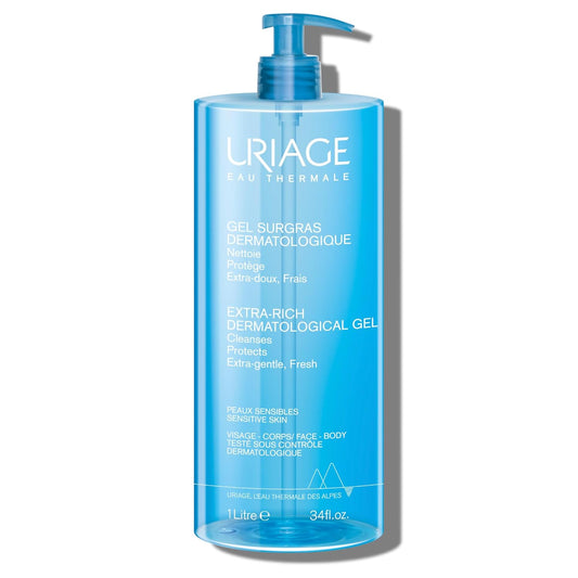 Uriage Extra Rich Dermatological Gel - Face & Body Body Foaming Cleanser For Whole Family - Sensitive Skin - Cleanses, Protects, Extra-Gentle, Fresh - Paraben-Free & Soap-Free -1L