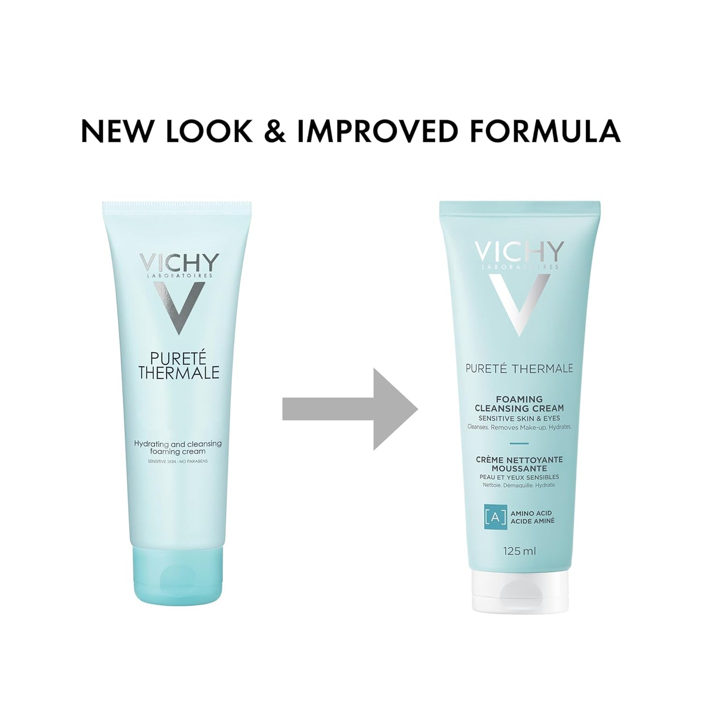 Vichy Foaming Face Cleanser, Pureté Thermale Hydrating Foaming Cream Face Wash & Makeup Remover for Normal Skin, with Vitmain B5, Hypoallergenic, Paraben-Free, 125mL