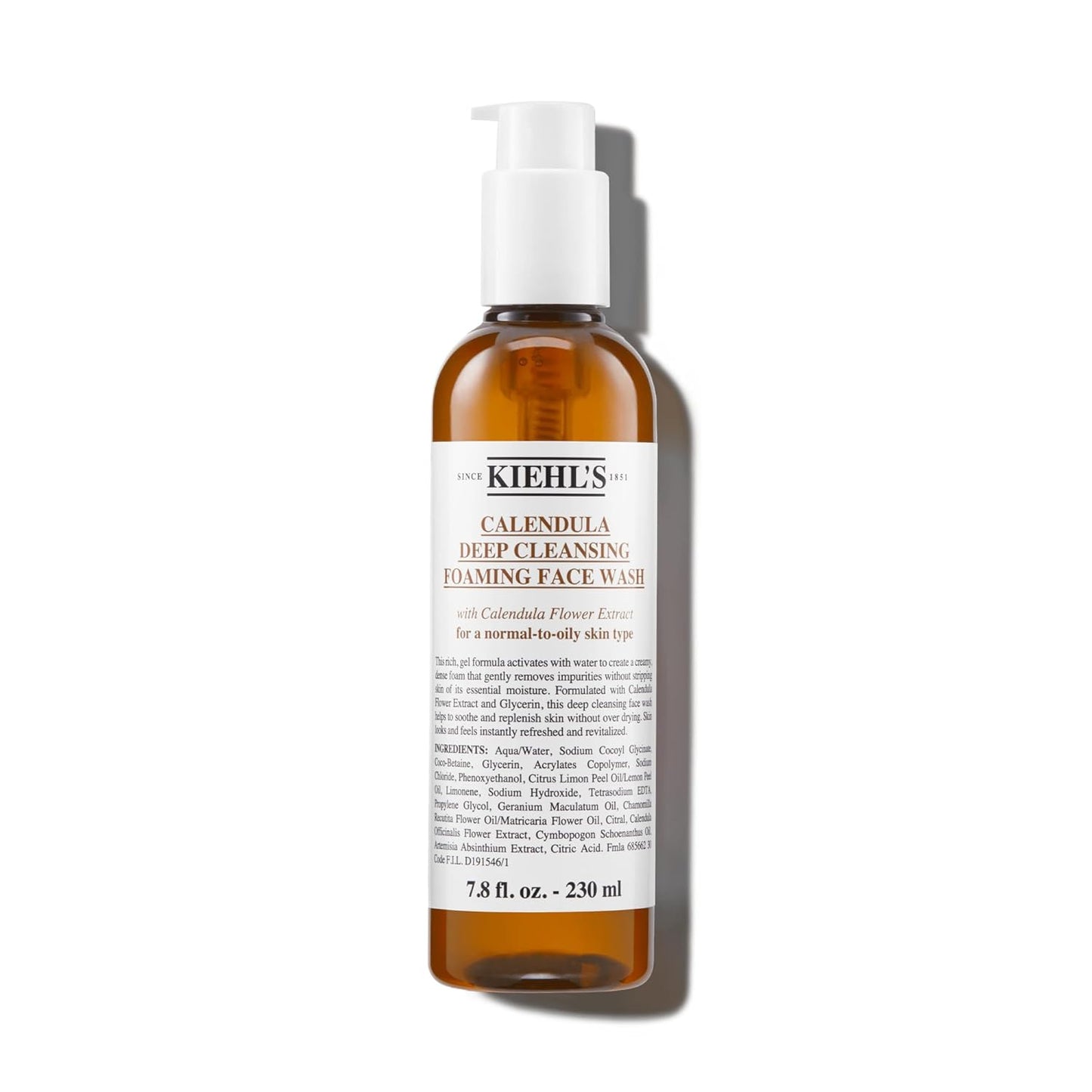 Kiehl's Calendula Deep Cleansing Face Wash, Balances Skin While Gently Removing Impurities, Soothing and Refreshing, Boosts Moisture Barrier for Soft-Feeling Skin, Paraben + Sulfate Free