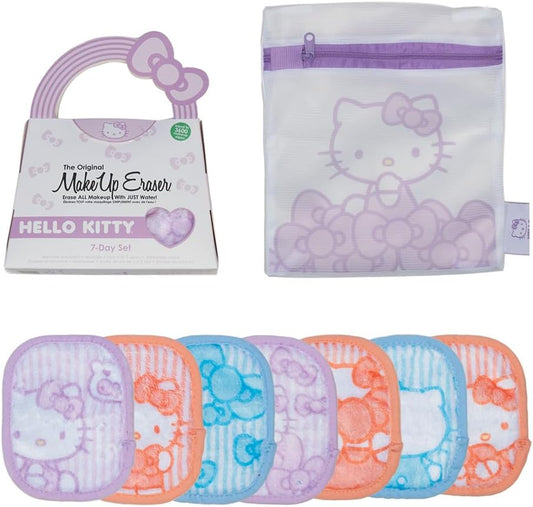 Makeup Eraser, 7-Day Set, Erase All Makeup with Just Water, Including Waterproof Mascara, Eyeliner, Foundation, Lipstick, and More! Hello Kitty, 7 ct.