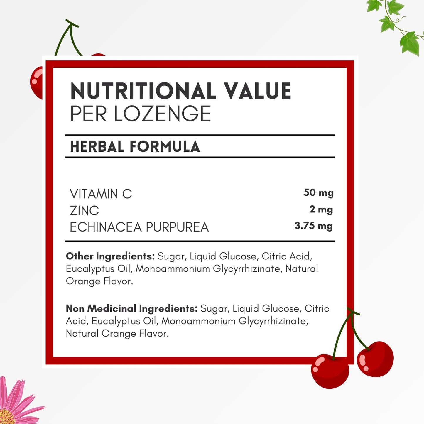 Herbion Naturals 免疫润喉糖，含锌、维生素 C 和紫锥菊，抗氧化剂来源，帮助维持和支持免疫系统，促进成人和 6 岁以上儿童的健康，25 粒，樱桃味