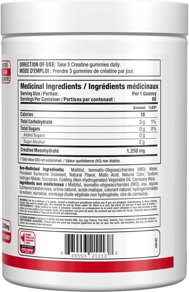 ALLMAX Nutrition 肌酸软糖 - 热带水果宾治口味 - 90 粒软糖 - 每粒含 1,250 毫克一水肌酸 - 无糖便捷性能补充剂