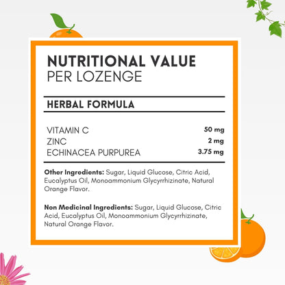 Herbion Naturals 免疫润喉糖，含锌、维生素 C 和紫锥菊，抗氧化剂来源，有助于维持和支持免疫系统，促进成人和 6 岁以上儿童的健康，25 粒，橙子味。