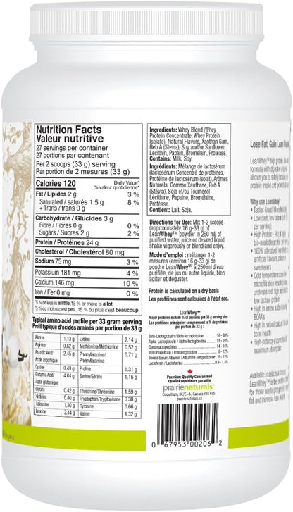 Prairie Naturals 瘦乳清蛋白香草奶油粉，908 克