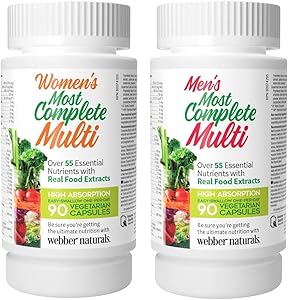 Webber Naturals Most Complete Multi For Women and Men | 90 Capsules (One-Per-Day) with Over 55 Vitamins and Minerals