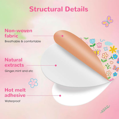 MQXUNMI 36片装晕车贴，不瞌睡晕船贴，缓解晕车晕船引起的头晕，适用于游轮，旅行必备品，定制花朵图案