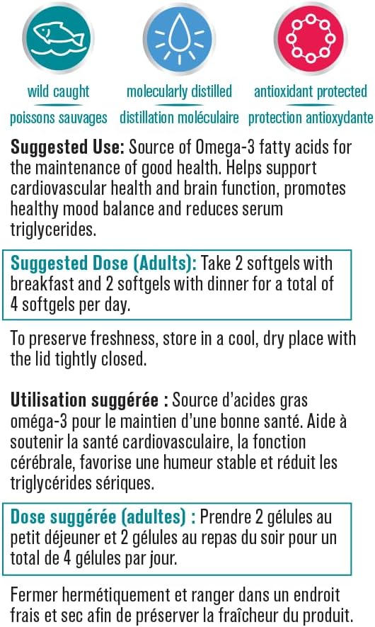 Progressive OmegEssential Forte Fish Oil Supplement - 1600 mg EPA + 800 mg DHA, Orange flavour, 120 softgels | All natural, cold water, wild caught