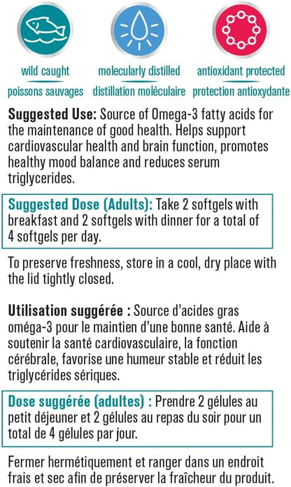 Progressive OmegEssential Forte Fish Oil Supplement - 1600 mg EPA + 800 mg DHA, Orange flavour, 120 softgels | All natural, cold water, wild caught