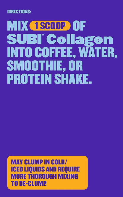 SUBI Hydrolyzed Bovine Collagen - For Healthy Hair, Skin, Nails, Joints -Type 1, 3 Collagen peptides, from Hormone-Free Pasture Raised Cows, Non-GMO - Not Flavoured (40 servings)