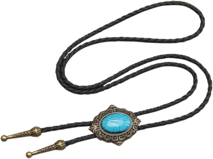 Joxevyia - 绿松石男士波洛领带西部牛仔领带男女通用配饰伴郎礼物，Jbl007-turquoise-gold，Único