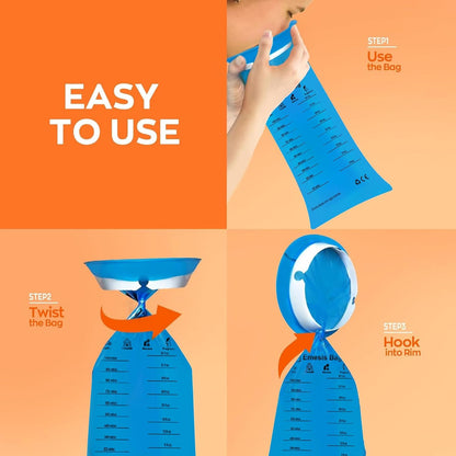 Hion 拋棄式嘔吐袋 – 62 包 1000 毫升嘔吐袋 – 防漏，醫用級，便攜 – 非常適合暈車、暈機、孕婦