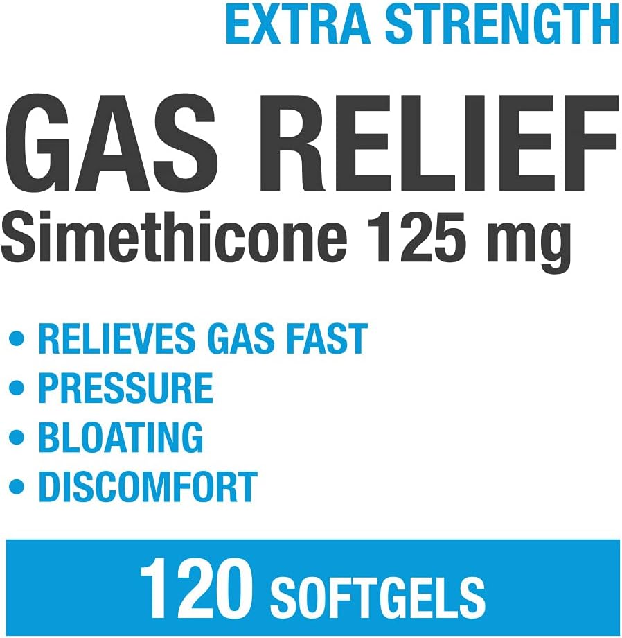 Puregen Labs Extra Strength Gas Relief Softgels with Simethicone 125 mg | Fast Relieve of Pressure, Bloating and Painful Discomfort – 3 Pack | Total 360 Softgels