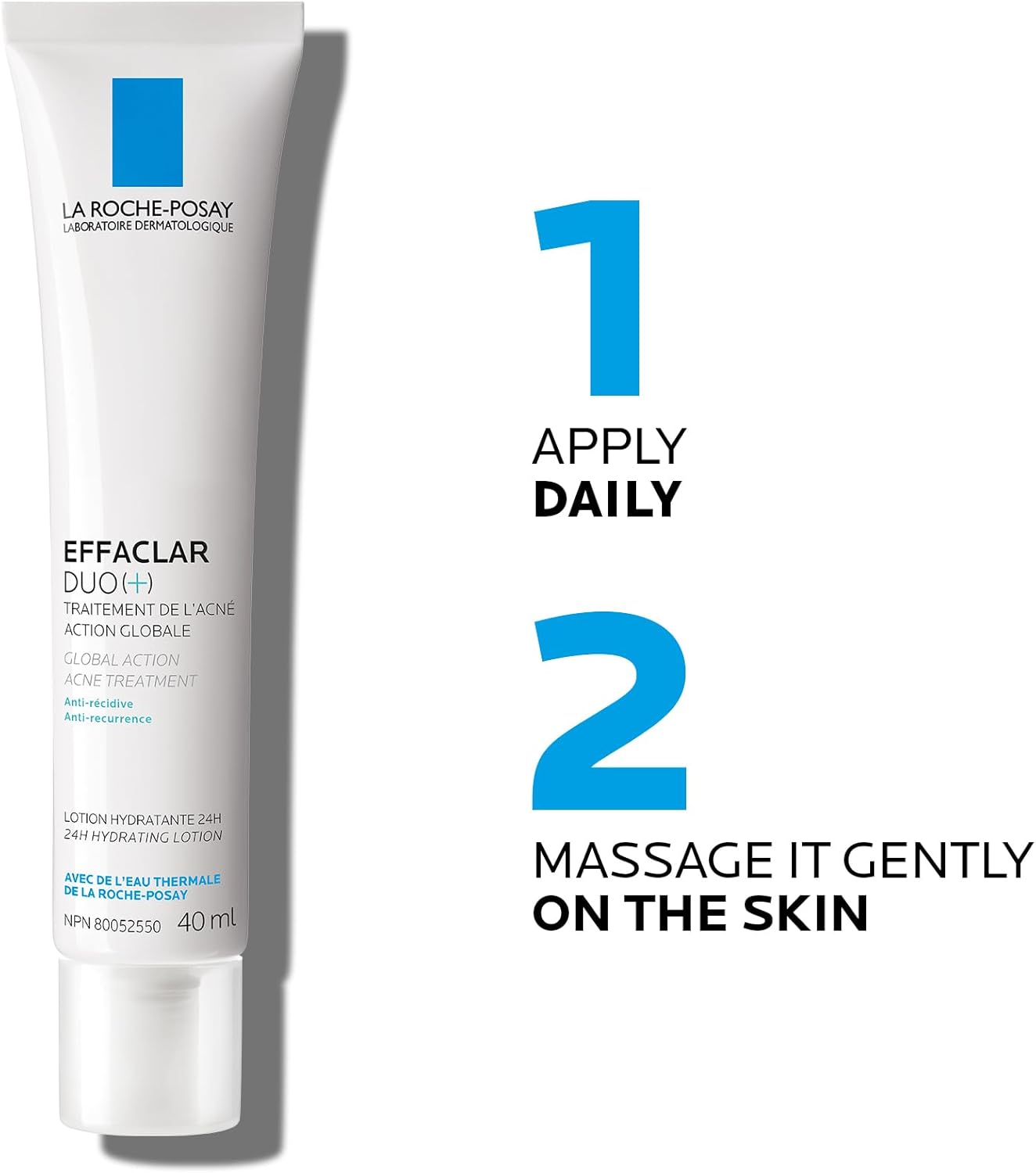 La Roche-Posay Acne Face Cream with Salicylic Acid & Niacinamide, Effaclar Duo+ Face Moisturizer for Oily, Acne-Prone & Sensitive Skin. Helps Clear Pimples, Remove Blackheads & Prevent Breakouts, 40ML