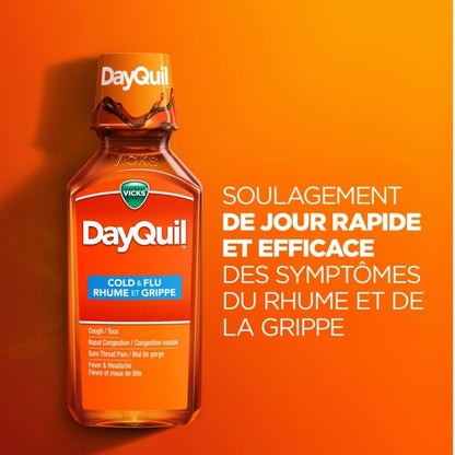 Vicks DayQuil 感冒和流感藥，止咳藥，鼻塞緩解劑，止痛藥，退燒藥，不引起困倦配方，354 毫升