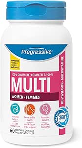 Progressive Advanced 成人女性每日複合維生素，含DIM、聖潔莓和瑪卡。支持免疫健康、能量和荷爾蒙健康，100% 完整配方，加拿大製造，60 粒裝
