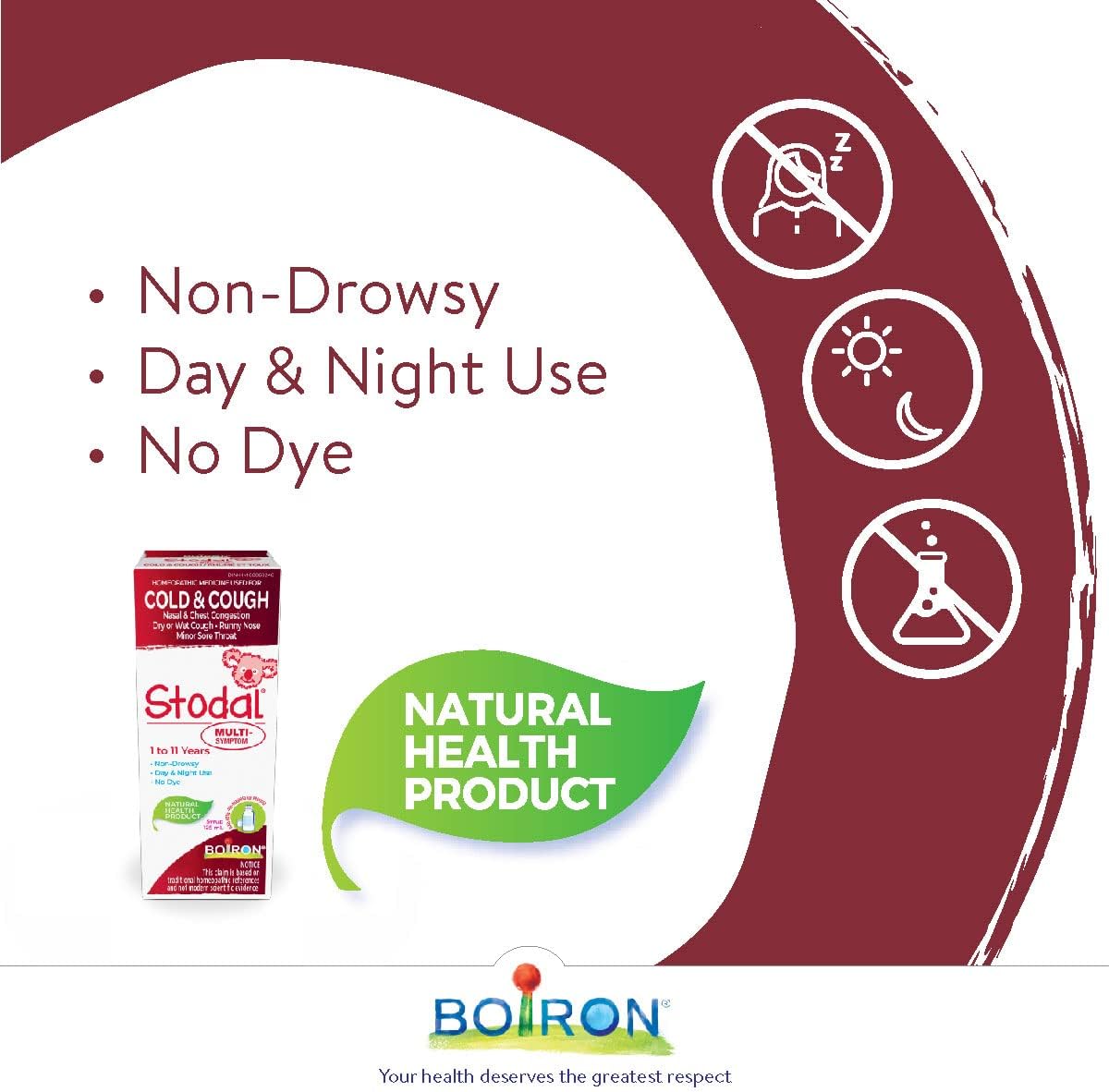 Boiron Stodal 儿童感冒咳嗽多症状糖浆，125毫升，顺势疗法药物