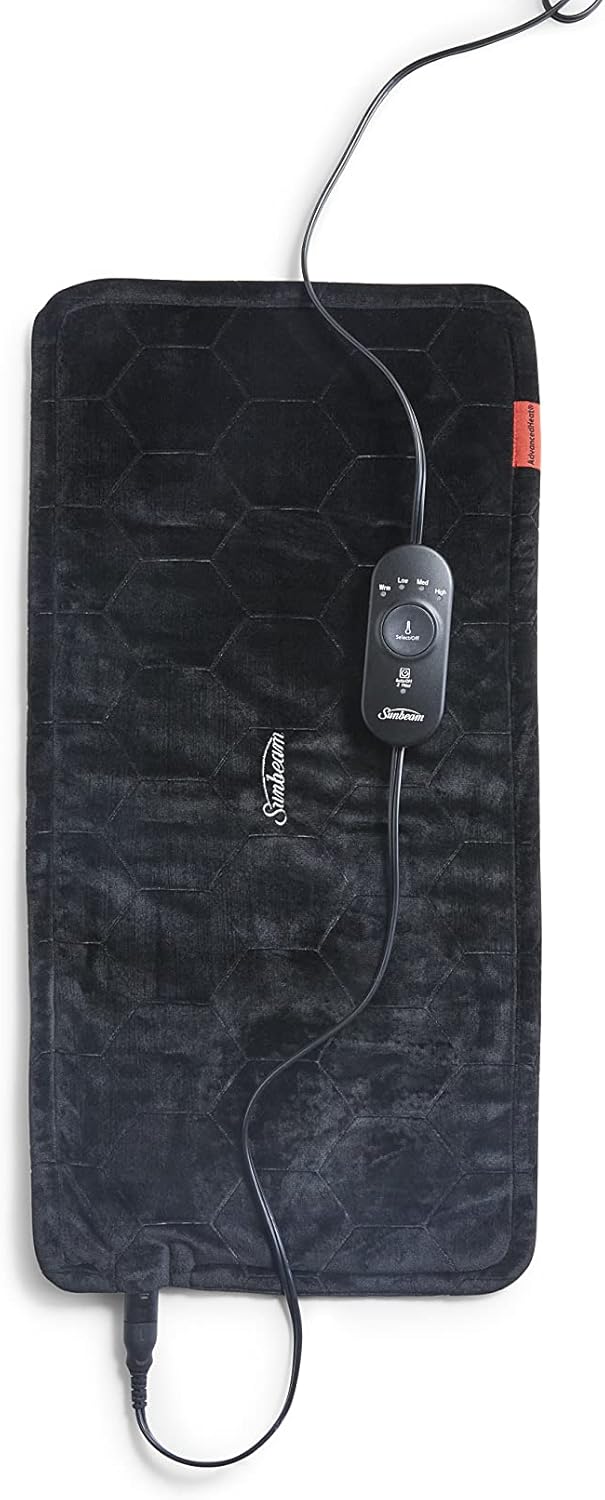 Sunbeam AdvancedHeat Heating Pad, King Size, Black & Renue Heat Wrap, Neck and Shoulder Tension Relief Heating Pad, Grey