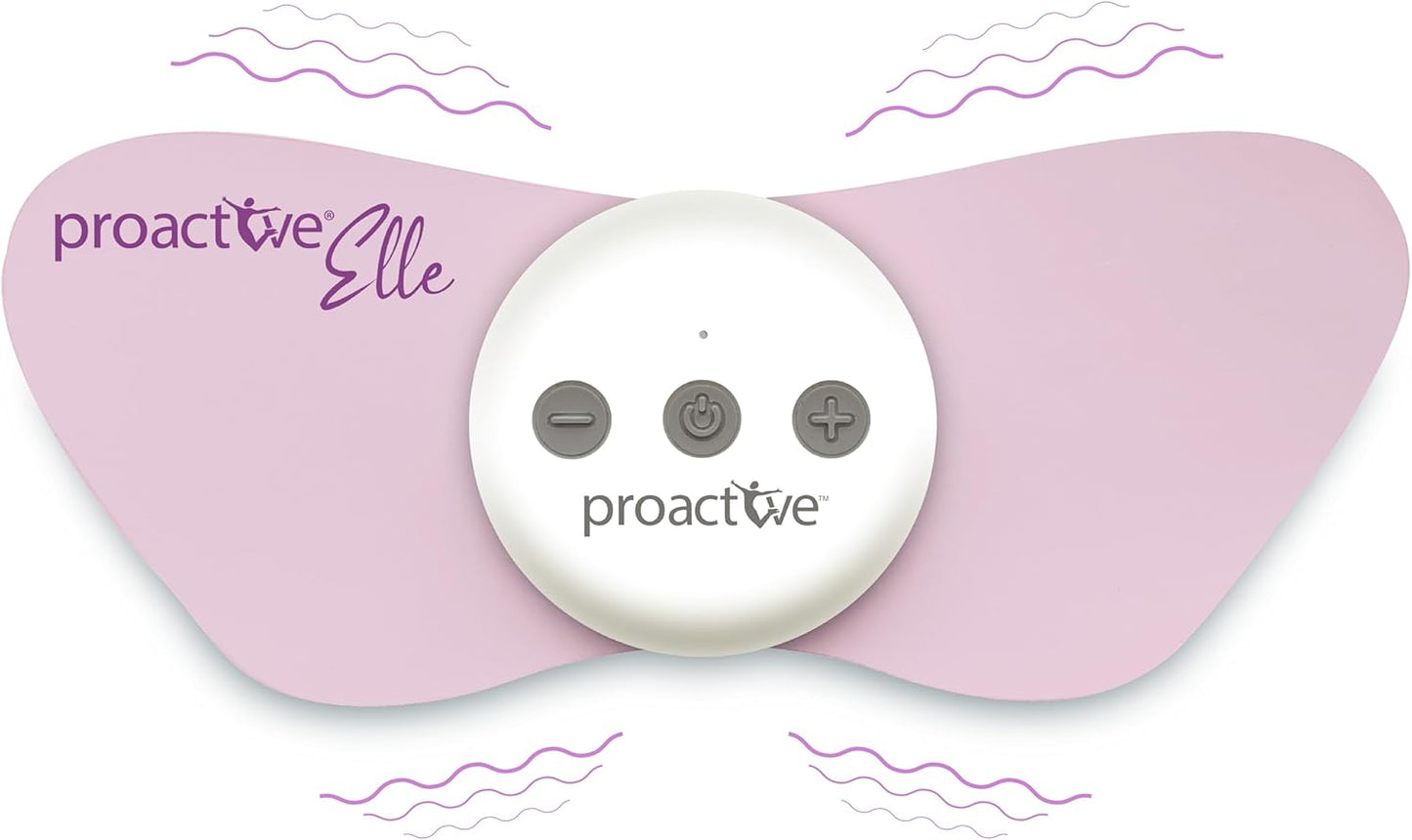 Proactive-Elle TENS 装置 - 无线经期疼痛缓解装置 - 缓解痛经，具有 6 种模式和 20 种强度等级 - 紧凑、无药物、隐蔽，可穿戴，缓解腹部和下背部不适