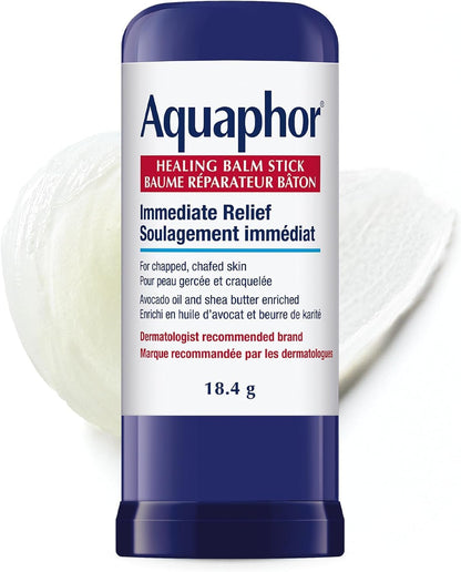 Aquaphor Healing Balm Stick for Chapped, Chafed Skin, Enriched with Avocado Oil and Shea Butter, No-Mess Application Perfect for On-The-Go Use, Fragrance Free, Dermatological Skin Care, 18.4 g