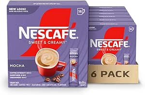 NESCAFÉ Sweet and Creamy Mocha Instant Coffee Mix Box, Mocha, 6 Count