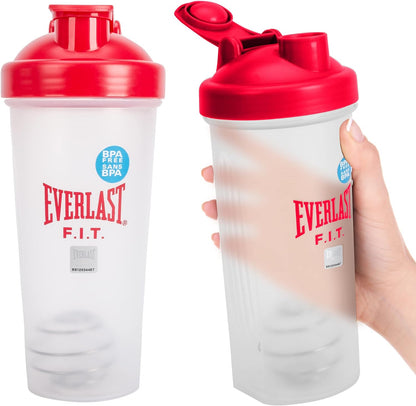 Everlast FIT 600ML 摇摇杯 - 防漏 - 摇摇杯带螺旋搅拌球，不含 BPA/DEHP，易于清洁，非常适合混合蛋白质奶昔。（红色）