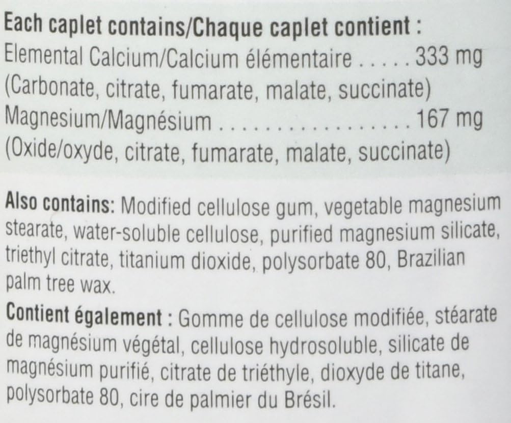 Jamieson 鈣 333 毫克，含鎂 167 毫克，高吸收率，支持骨骼健康和肌肉功能，有助於預防骨質疏鬆和骨質流失。易吞嚥，非基因改造，無麩質，200 粒膠囊，加拿大製造