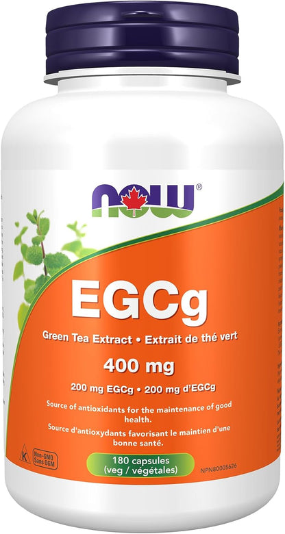 NOW Supplements EGCg 绿茶提取物 400 毫克（EGCg 200 毫克）胶囊，180 粒