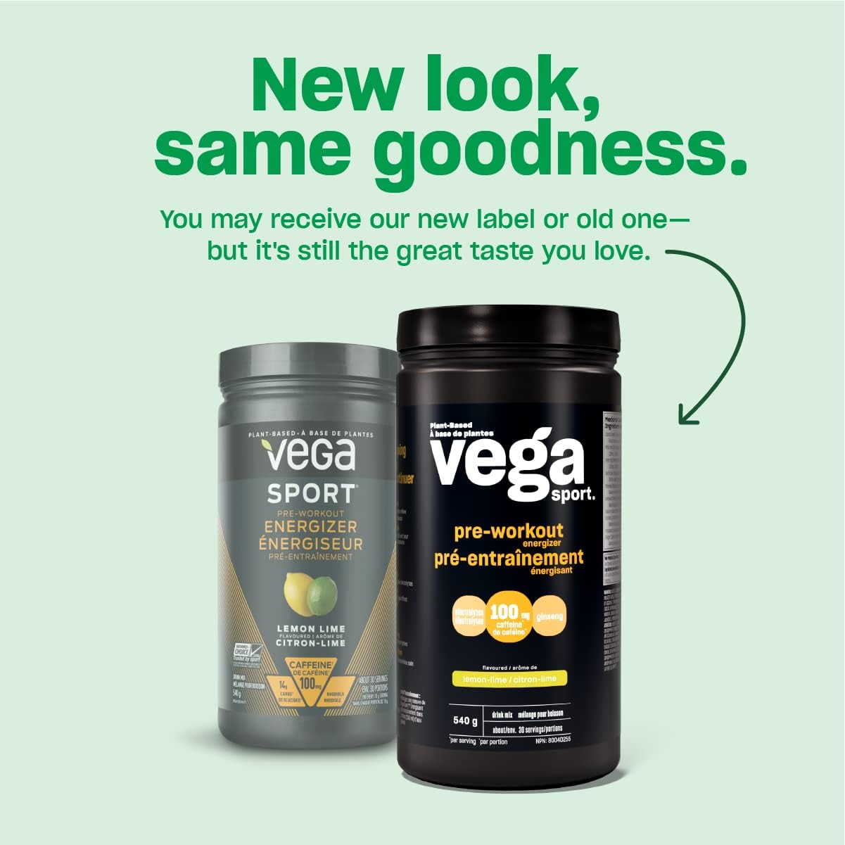 Vega Sport 鍛鍊前能量粉，檸檬青檸口味（30 份）純素鍛鍊前能量粉，無麩質，100 毫克咖啡因，非基因，550 克（包裝可能有所不同）