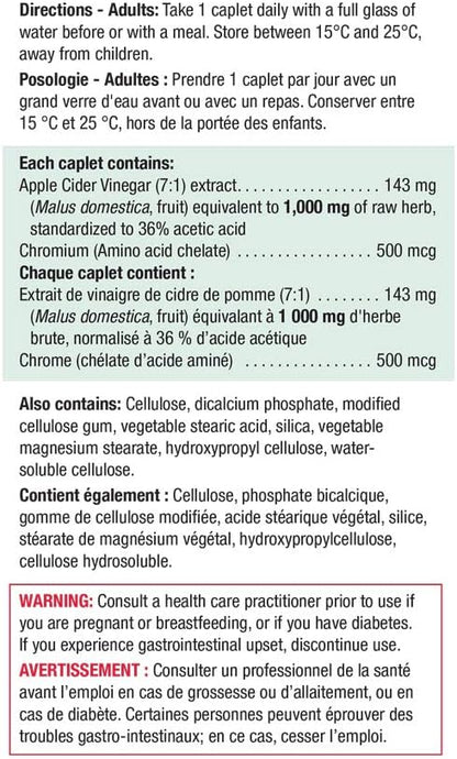 Jamieson Herbal Complex Milk Thistle (Daily Liver Detox), 30 Count (Pack of 1) & Apple Cider Vinegar 1,000 mg Plus Chromium - Gluten-Free