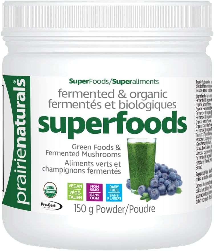 Prairie Naturals Fermented & Organic SuperFoods Green Foods & Fermented Mushroom Complex - 150 Gram