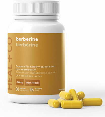 Heal + Co. Berberine 1000mg - High Power, Ultra-Pure, Organic, Superfood - Vegan, GMO-Free, Gluten-Free, Allergen-Free - Box of 90 Vegetable Capsules