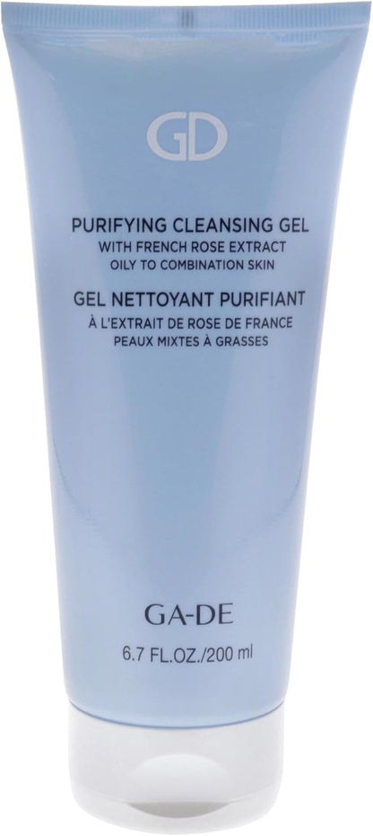 GA-DE Purifying Cleansing Gel - Formulated for Oily to Combination Skin - Enriched with French Rose, Plumeria, Sage, Grapefruit and Vitamins - 6.7 oz