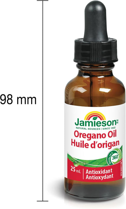 Jamieson 牛至油液体，含维生素 E。支持免疫健康，抗氧化，无麸质，无乳糖，25 毫升，加拿大制造