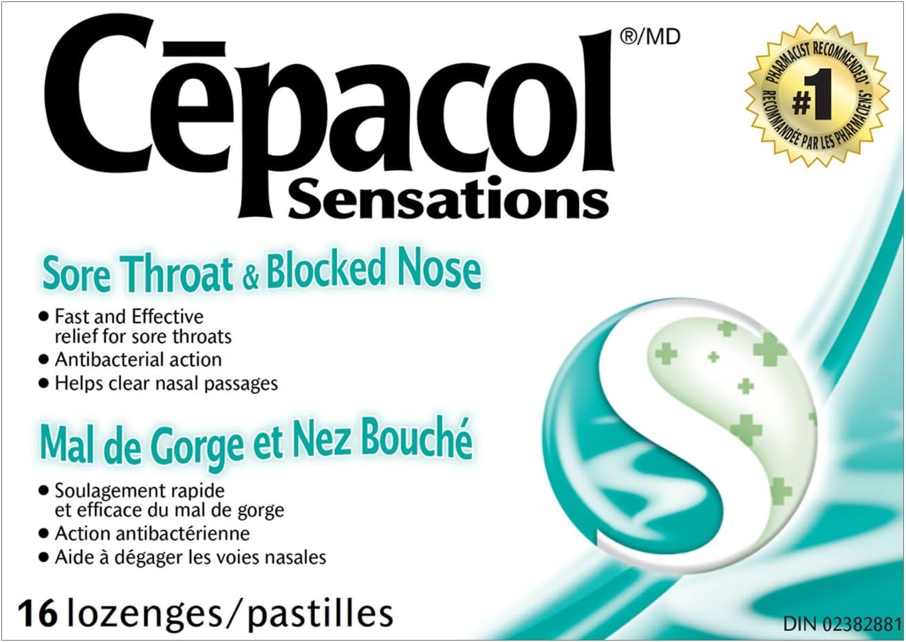 Cepacol Sensations，快速有效缓解咽喉痛、鼻塞，16 片装