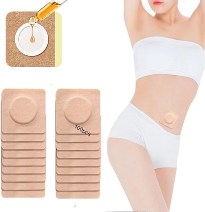 TIAMORK 100 片 2 吋蓖麻油包敷貼，適用於肚臍，棉質自黏蓖麻油包敷貼，高吸收性防漏，便攜，易於使用