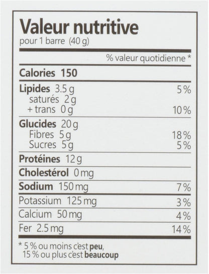 Nutribar Good Protein High Protein Bars Chocolate Chip, Made in Canada, 12g Protein, 5 Bars