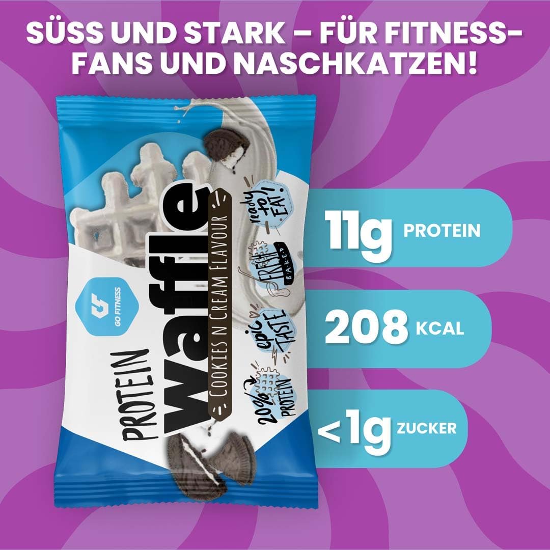 GoFitness 即食柠檬味蛋白华夫饼 - 每 50 克含 11 克高蛋白 - 12 包 - 方便的增肌零食，适合健身和体重管理