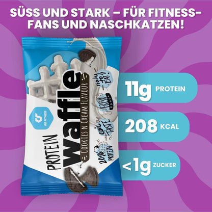 GoFitness 即食柠檬味蛋白华夫饼 - 每 50 克含 11 克高蛋白 - 12 包 - 方便的增肌零食，适合健身和体重管理