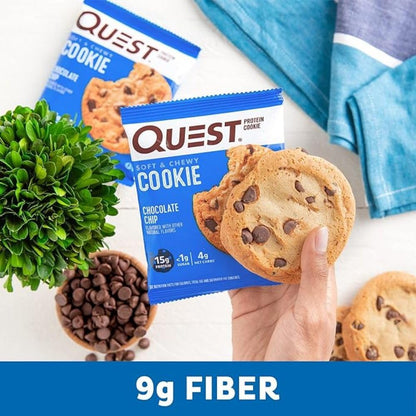 Quest Nutrition Chocolate Chip Protein Cookie, High Protein, High Fibre, Low Sugar, Keto Friendly & BBQ Flavour Original Style Protein Chips, High Protein, Baked, Not Fried