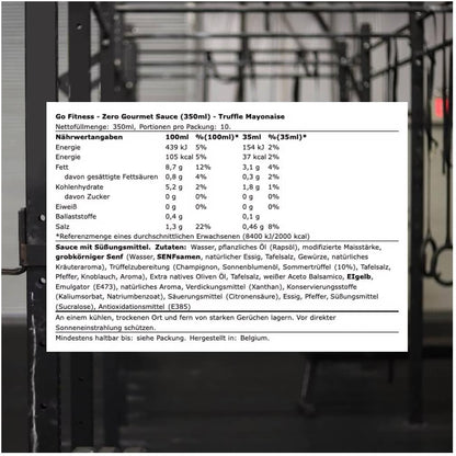 GoFitness Nutrition Zero Sauce - Truffle Mayo 350g - Keto-Friendly, Sugar-Free & Low-Calorie Gourmet Sauce for Healthy Cooking, Dips, and Dressings