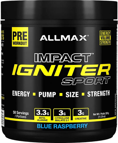 Allmax Impact Igniter Sport 蓝树莓味 320g - 运动前