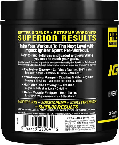 Allmax Impact Igniter Sport 蓝树莓味 320g - 运动前